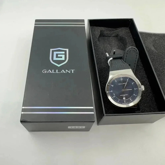 NEW Gallant Wrist Watch Swiss Quartz Stainless Steel Blue Black Silver Mens OS - Picture 4 of 7